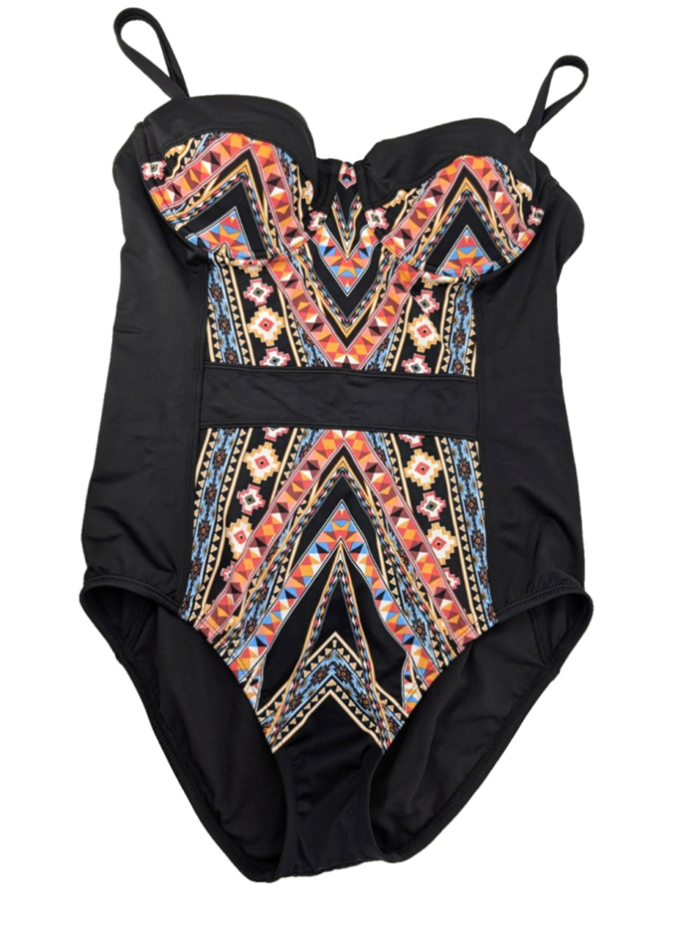 Beach Betty By Miracle Suit One Piece Bathing Suit Black Sz L Western Cowgirl